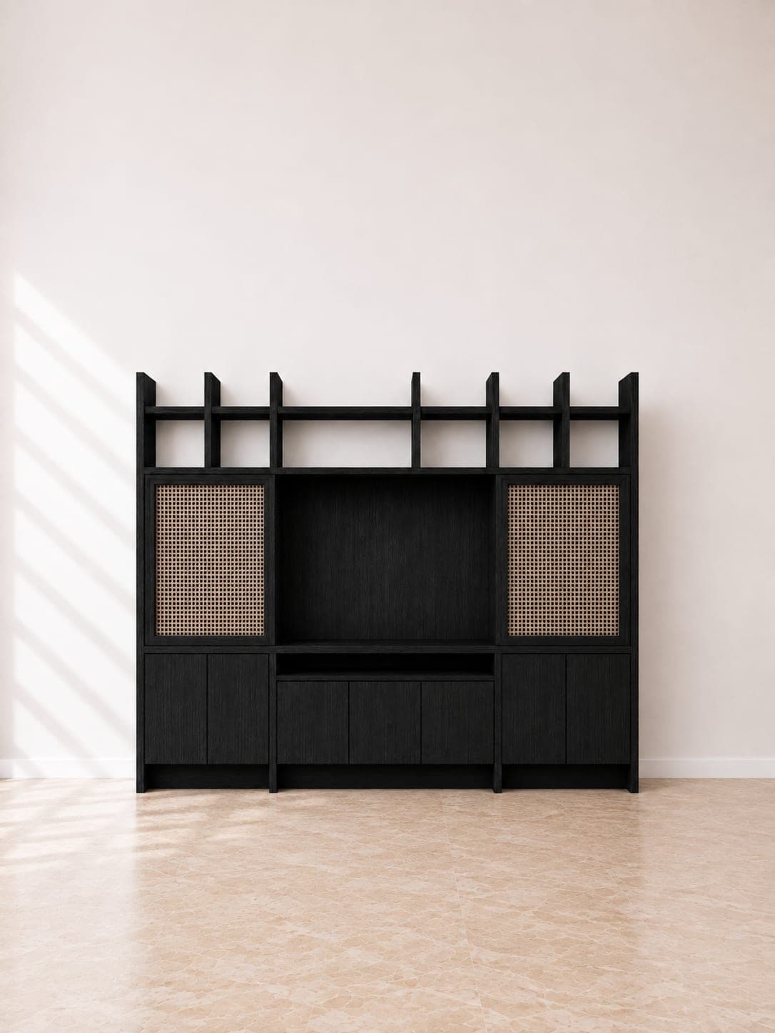 Biblioteca Páramo Negro from Línea Regidor, front view in a styled room