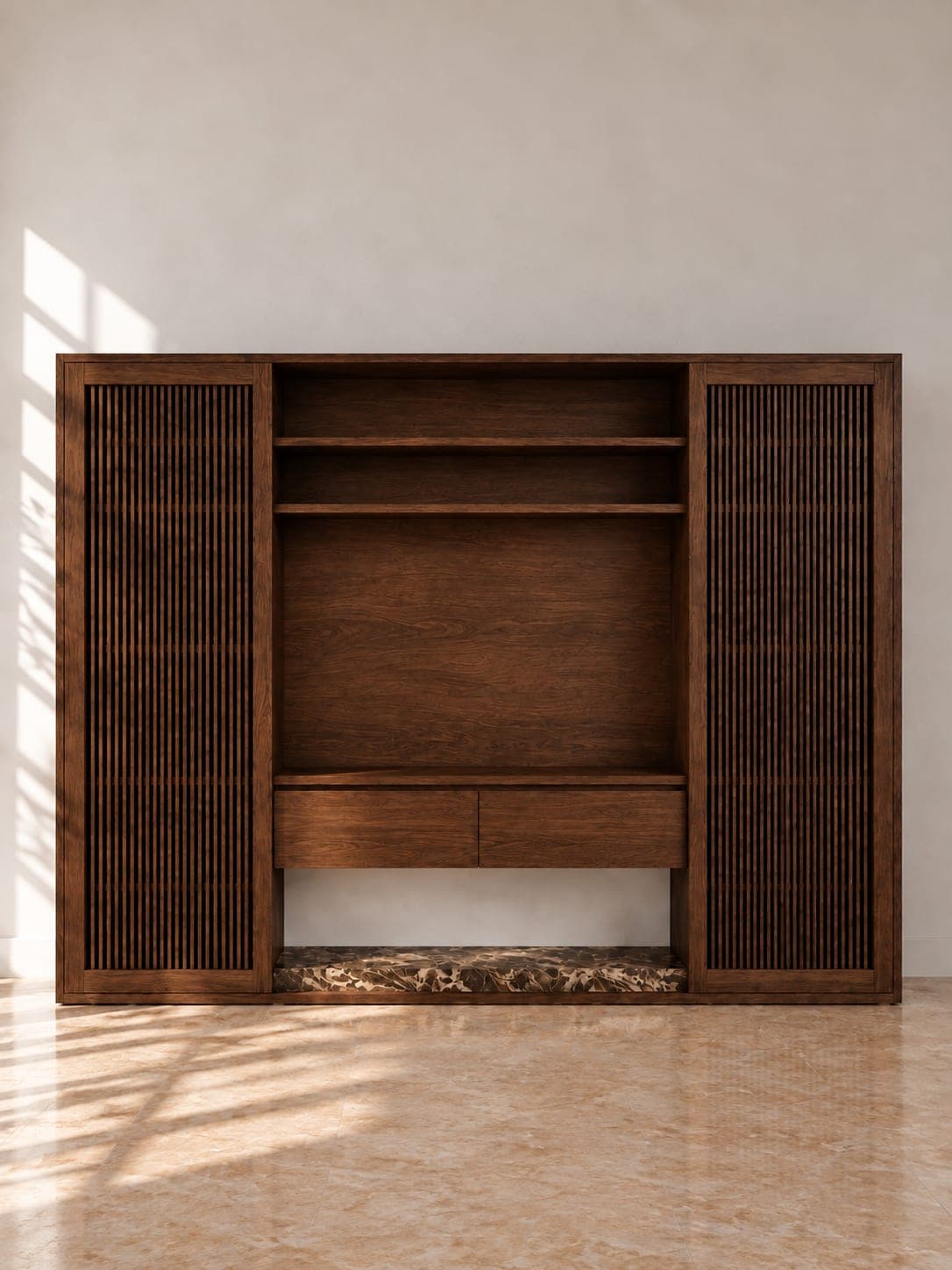 Biblioteca Quebrada Bellota from Línea Regidor, front view in a styled room